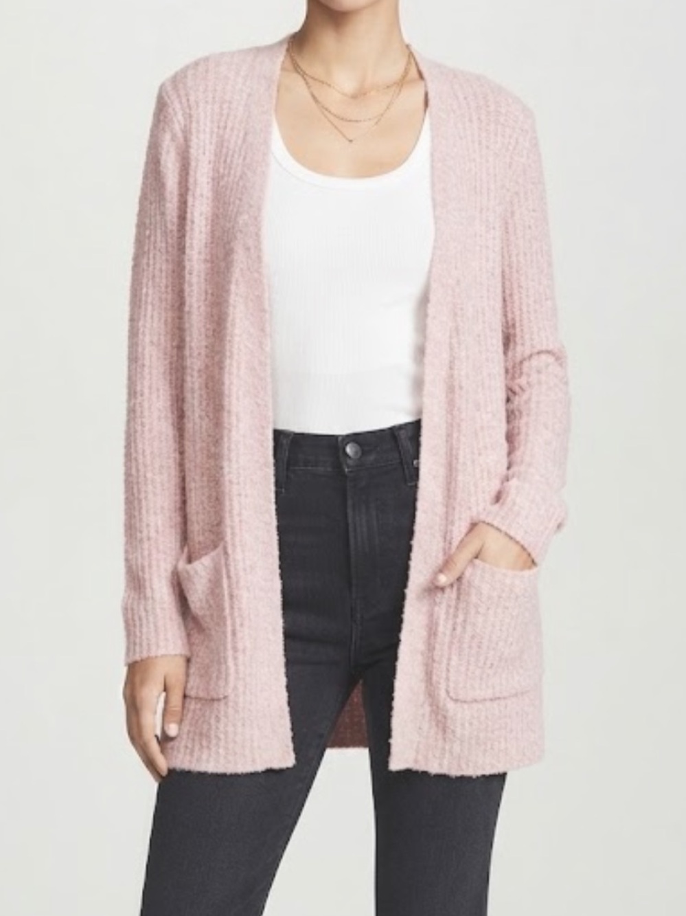 BB DAKOTA x STEVE MADDEN Odetta Open Pocket Cardigan Blush Pink Longline Smalll